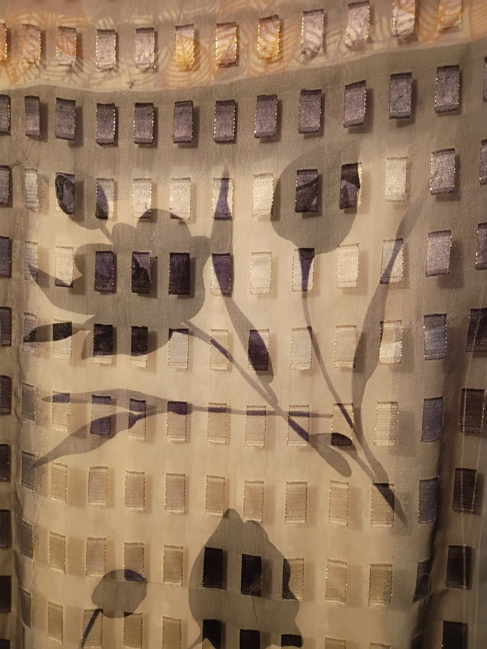 Neutral Gray Floral Grid Scarf - Women's Accessory - Picture 2 of 4
